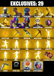 206 SKINS ✨ Travis Scott ✨ Eon ✨ Astro Jack ✨ Gold Brutus ✨ Gold Midas ✨ Gold Meowscles ✨ End Zone ✨ 450 VB (PC/PSN/XBOX) — Fortnite account listing
