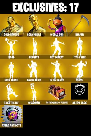 206 SKINS ✨ Gold Brutus ✨ Gold Midas ✨ WORLD CUP ✨ Catalyst ✨ Ruin ✨ Blackheart ✨ The Imagined ✨ Joey ✨ Sorana ✨ 200 VB (PC/PSN/XBOX) — image 1
