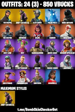 24 Skins | The Reaper|Take The L|Rogue Agent|Elite Agent|Rust Bucket|Crowbar|Orange Justice|Snowflake|Polar Peely|Krisabelle — image 1