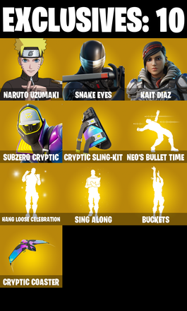 248 SKINS ✨ Naruto Uzumaki ✨ Vivi Chroma ✨ Snake Eyes ✨ Kait Diaz ✨ Subzero Cryptic ✨ Kymera ✨ Peter Griffin ✨ Ronin ✨ Torin ✨ Omegarok ✨ 500 VB (PC/PSN/XBOX) — image 1