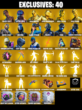 274 SKINS ✨ Travis Scott ✨ Astro Jack ✨ Gold Brutus ✨ Gold Meowscles ✨ Gold TNTina ✨ Gold Midas ✨ Rogue Agent ✨ 1900 VB (PC/PSN/XBOX) — image 1