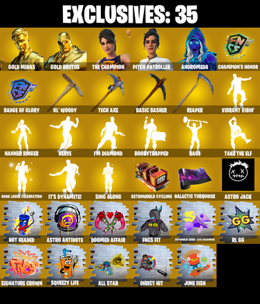 288 SKINS ✨ Gold Midas ✨ Gold Brutus ✨ The Champion ✨ Pitch Patroller ✨ Andromeda ✨ Snap ✨ Joey ✨ Gear Specialist Maya ✨ Sentinel ✨ 4500 VB (PC/PSN/XBOX) — image 1