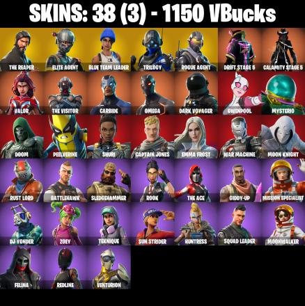 38 SKINS | The Reaper | Elite Agent | Blue Team Leader | Take The L | Rogue Agent | Snowflake | Orange Justice | Omega | Redline | Rook | [PC/PSN/XBOX] | 1150 VB — image 1
