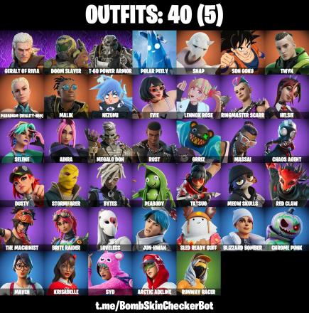 40 Skins | Goku | Doom Slayer | Geralt | T-60 Armor | Paradigm | Meow Skulls | Blizzard Bomber | BP Exclusive Skins | Full Access + Email Changeable #903 — image 1