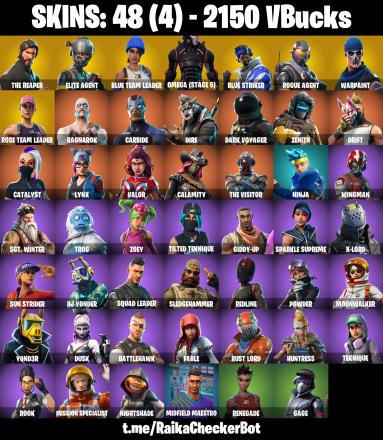 48 skins ⭐ The Reaper ❄️ Elite Agent ❄️ Blue Team Leader ❄️ Take The L ❄️ Omega (stage 5) ❄️ Blue Striker ❄️ Rogue Agent ❄️ Ragnarok | OG STW | 2150 VB [PSN/XBOX/PC] — image 1