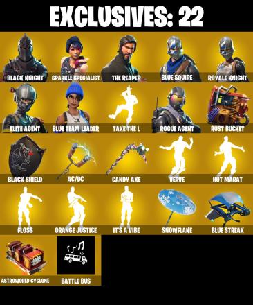 59 SKINS ✨ Black Knight ✨ Sparkle Specialist ✨ The Reaper ✨ Blue Squire ✨ Royale Knight ✨ Elite Agent ✨ Blue Team Leader ✨ 600 VB (PC/PSN/XBOX) — image 1