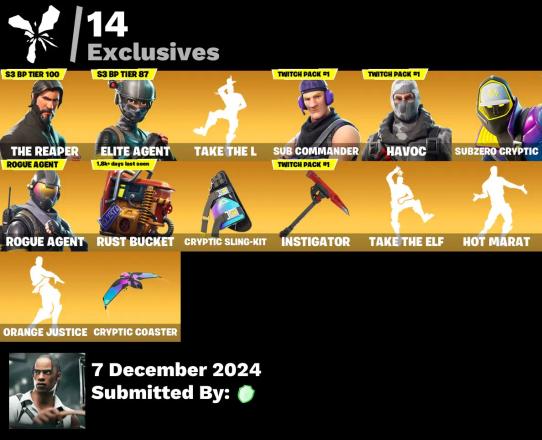 60 skins | The Reaper | Elite Agent | Take The L | Take The Elf | Drift | Orange Justice | Sub Commander | Havoc | Subzero Cryptic | Rogue Agent | Valor | Zenith | Dark Voyager | Leviathan | 250 Vbucks [PC/PSN/XBOX] Fortnite Account — image 7