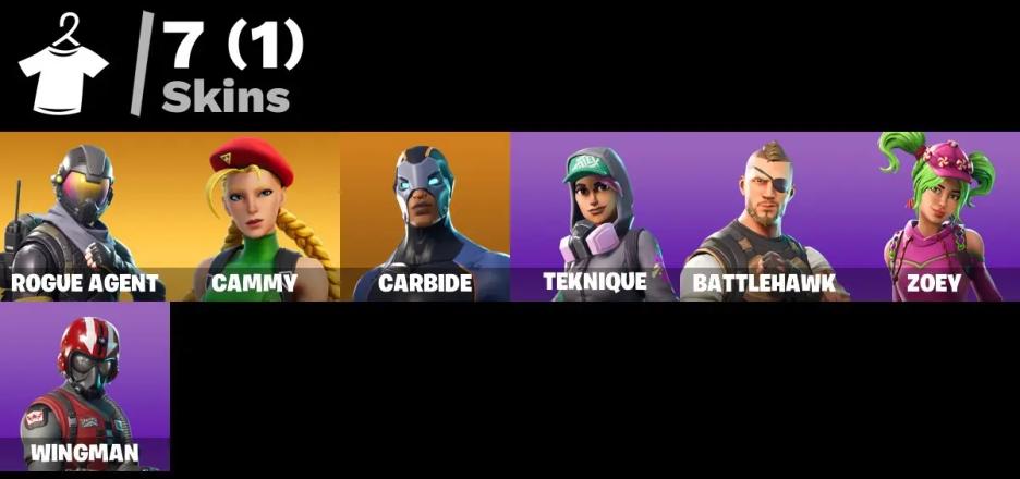 7 skins[PC/PSN/XBOX]  Rogue Agent | Cammy | Carbide | Teknique | Battlehawk | Zoey | Wingman | Sigil of the Alliance War | Nemesis Box | Gwenpool's Katanas — image 1