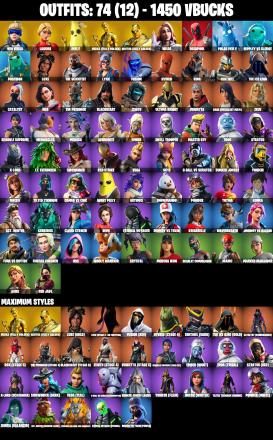 74 SKINS ⸱ MINTY AXE ⸱ LAUGH IT UP ⸱ MIDAS (FULLY GOLDEN) ⸱ BRUTUS (FULLY GOLDEN) ⸱ DEADPOOL ⸱ POLAR PEELY ⸱ LUXE (GOLD) ⸱ LYNX (STAGE 4 ⸱ NO PONYTAIL) ⸱ FUSION (XEV) ⸱ HYBRID (STAGE 4) ⸱ SENTINEL (DARK) ⸱ THE ICE KING (GOLD) ⸱ CA — image 1
