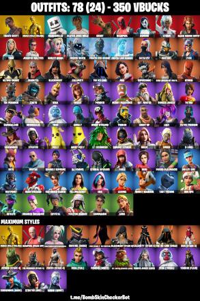 78 Skins|Travis Scott,Hot Marat,Rage,Midas Fully Golden,Laugh It Up,Take The Elf,Harley Hitter,Crystal,Harley Quinn,Crowbar,Flappy,Aura,Tilted Teknique,Peely,DJ — image 1