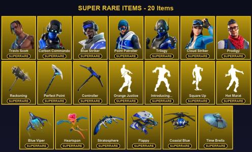 🎮 87 Skins 💎 600 V-Bucks ⚡ Lvl 1500 | Travis Scott | Carbon Commando | Blue Striker 🏆 150 Wins — Fortnite account listing