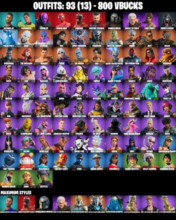 93 SKINS ⸱ LEVIATHAN AXE ⸱ LAUGH IT UP ⸱ GO MUFASA ⸱ JOLTARA ⸱ LARA CROFT ⸱ POLAR PEELY ⸱ SPIDER ⸱ REBIRTH RAVEN ⸱ LARA CROFT ⸱ MANCAKE ⸱ ICE BREAKER ⸱ GET GRIDDY ⸱ VERVE ⸱ TOONA FISH ⸱ TART TYCOON ⸱ MIDFIELD MASTER ⸱ LEXA ⸱ RAIN — image 1