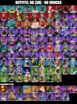 98 SKINS ⸱ GO MUFASA ⸱ GAMBIT ⸱ LEWIS HAMILTON ⸱ ROGUE ⸱ JOLTARA ⸱ SHREDDER ⸱ LINA SCORCH ⸱ SURF RIDER ⸱ SAGE ⸱ MOGUL MASTER ⸱ PEELVERINE ⸱ CAPER ⸱ LARA CROFT 2000S ⸱ GWENPOOL ⸱ LAZARBEAM ⸱ MEGG ⸱ SURF WITCH ⸱ DR. VINDERBOT ⸱ KING — image 1
