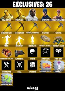 (PC/PSN/XBOX) 750 VB) 202 SKINS 🎰 Renegade Raider 🎰 Gold Brutus 🎰 Gold Midas 🎰 Shady Doggo 🎰 Era 🎰 Zeus 🎰 Spectra Knight 🎰 PARENTAL CONTROL — Fortnite account listing