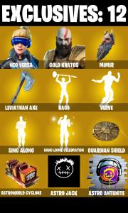 (PC/PSN/XBOX) 185 SKINS π« Neo Versa β‘οΈ Gold Kratos π Snap β‘οΈ Twyn π Eternal Knight β‘οΈ Ronin π Inferno β‘οΈ Malik π Fade β‘οΈ Kymera | 2500 V-Buck | PARENTAL CONTROLS β Fortnite account listing
