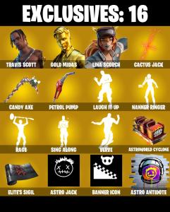 💥 EXCLUSIVE OFFER 💥(PC/PSN/XBOX) 141 SKINS 💫 Travis Scott ⚡️ Gold Midas 💍 Lina Scorch ⚡️ Mizuki 💍 Valeria ⚡️ Spectra Knight 💍 Menace ⚡️ The Foundation 💍 Era | 1250 V-Buck | PARENTAL CONTROLS — Fortnite account listing