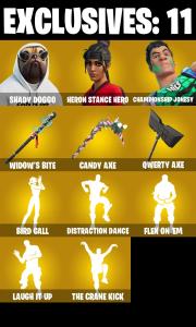 (PC/PSN) 286 SKINS π₯ Renegade Raider π₯ Shady Doggo π₯ Heron Stance Hero π₯ Championship Jonesy π₯ The Foundation π₯ Malik π₯ 100 V-Bucks PARENTAL CONTROLS β Fortnite account listing