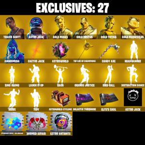 (PC) 1000 VB) 258 SKINS 🔥 RENEGADE RAIDER 🔥 TRAVIS SCOTT 🔥 ASTRO JACK 🔥 GOLD MIDAS 🔥 GOLD BRUTUS 🔥 GOLD TNTINA 🔥 GOLD MEOWSCLES 🔥 ANDROMED | PARENTAL CONTROLS — Fortnite account listing