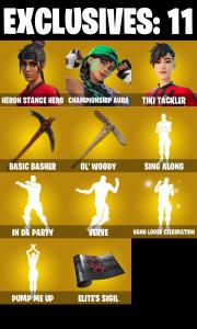 (PC/PSN/XBOX) 232 SKINS 👑 Heron Stance Hero 👑 Championship Aura 👑 Tiki Tackler 👑 The Imagined 👑 Joey 👑 Torin 👑 Snap 👑 0 V-Buc PARENTAL CONTROL — Fortnite account listing