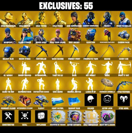 (PC/PSN/XBOX) OG STW π° 215 SKINS π° Gold Meowscles π° Gold Brutus π° Gold TNTina π° Gold Midas π° Keri Commander π° Carbon Commando π° 200 V-Bucks PARENTAL CONTROL β image 1