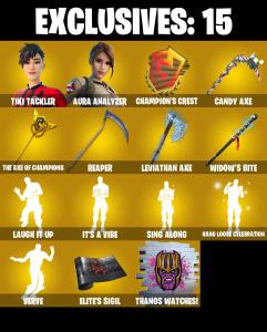 (PC/PSN) 288 SKINS ๐ฅ Tiki Tackler ๐ฅ Aura Analyzer ๐ฅ Snap ๐ฅ The Imagined ๐ฅ Zeus ๐ฅ Twyn ๐ฅ Raz ๐ฅ The Ageless ๐ฅ Predator ๐ฅ Renzo the Destroyer ๐ฅ 300 VB | PARENTAL CONTROLS โ Fortnite account listing