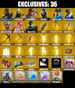 (PC) 291 SKINS ๐ฅ Renegade Raider ๐ฅ Aerial Assault Trooper ๐ฅ Master Chief (Matte Black) ๐ฅ Gold Kratos ๐ฅ Lina Scorch ๐ฅ Sultura ๐ฅ 1300 VB | PARENTAL CONTROLS โ Fortnite account listing