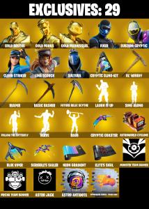 (PC/XBOX) 281 SKINS 🔥 Gold Brutus 🔥 Gold Midas 🔥 Gold Meowscles 🔥 Fixer 🔥 Subzero Cryptic 🔥 Cloud Striker 🔥 Lina Scorch 🔥 400 V-Bucks🔥 PARENTAL CONTROLS — Fortnite account listing
