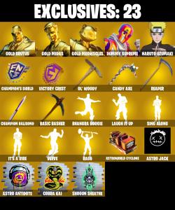 (PC/PSN) 296 SKINS π₯ Aerial Assault Trooper π₯ Gold Brutus π₯ Gold Midas π₯ Gold Meowscles π₯ Dummy Supreme π₯ Naruto Uzumaki π₯ 1000 V-Bucπ₯ PARENTAL CONTROLS β Fortnite account listing