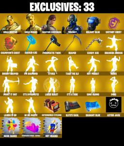 (PC/PSN/XBOX) 227 SKINS 🎰 Gold Brutus 🎰 Gold Midas 🎰 Phantom Commando 🎰 Trilogy 🎰 Era 🎰 Sentinel 🎰 Spectra Knight 🎰 Red Knight 🎰 150 V-Bucks PARENTAL CONTROL — Fortnite account listing
