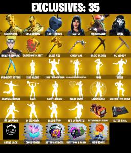 (PC/PSN) 299 SKINS 🔥 Gold Midas 🔥 Gold Brutus 🔥 Tart Tycoon 🔥 Clutch 🔥 Major Lazer 🔥 Grind 🔥 Naruto Uzumaki 🔥 Predator 🔥 Menace 🔥 50 VB | PARENTAL CONTROLS — Fortnite account listing
