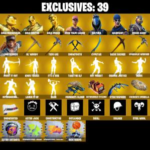 (PC/PSN/XBOX) 203 SKINS ๐ซ Gold Meowscles โก๏ธ Gold Brutus ๐ Gold Midas โก๏ธ Sultura ๐ Rogue Agent โก๏ธ Lina Scorch ๐ Hybrid | 500 V-Buck | PARENTAL CONTROLS โ Fortnite account listing