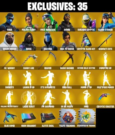 (PC/XBOX) 293 SKINS 🔥 Renegade Raider 🔥 Fixer 🔥 Major Glory 🔥 FNCS Renegade 🔥 Andre 🔥 Subzero Cryptic 🔥 Cloud Striker 🔥 450 V-Buc🔥 PARENTAL CONTROLS — image 1