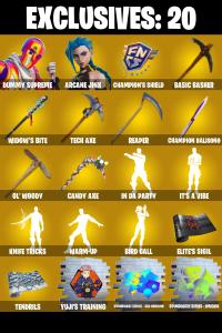 (PC/PSN) 296 SKINS ๐ฅ Dummy Supreme ๐ฅ Arcane Jinx ๐ฅ John Wick ๐ฅ Peter Griffin ๐ฅ Valeria ๐ฅ Zeus ๐ฅ Frostbite ๐ฅ Twyn ๐ฅ 0 V-Bucks๐ฅ PARENTAL CONTROLS โ Fortnite account listing