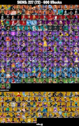 (PC/PSN/XBOX) 600 VB) 227 SKINS 🎰 Master Chief 🎰 Gold Kratos 🎰 Championship Jonesy 🎰 Era 🎰 Zeus 🎰 Red Knight 🎰 Raz 🎰 Son Goku 🎰 Mizuki 🎰 PARENTAL CONTROL — image 2