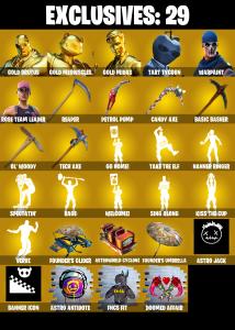 (PC/PSN/XBOX) 201 SKINS 💫 Gold Brutus ⚡️ Gold Meowscles 💍 Gold Midas ⚡️ Tart Tycoon 💍 Ruin ⚡️ Raz 💍 Omegarok ⚡️ Lynx 💍 Rox | 50 V-Buck | PARENTAL CONTROLS — Fortnite account listing