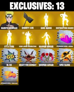 (PC/PSN/XBOX) 1300 VB) 182 SKINS / Naruto Uzumaki | The Cube Queen | Snap | The Imagined | Renzo the Destroyer | Kymera | Joey | Malik / โ Fortnite account listing