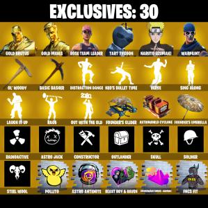 (PC/PSN/XBOX) 204 SKINS 💫 Gold Brutus ⚡️ Gold Midas 💍 Tart Tycoon ⚡️ Naruto Uzumaki 💍 The Imagined ⚡️ Joey 💍 Kymera | 2650 V-Buck | PARENTAL CONTROLS — Fortnite account listing