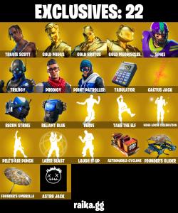 EMAIL CHANGEABLE (PC/XBOX) 550 VB) 144 SKINS โค๏ธ Travis Scott โค๏ธ Gold Midas โค๏ธ Gold Brutus โค๏ธ Gold Meowscles โค๏ธ Spike โค๏ธ Trilogy โค๏ธ Prodigy โค๏ธ Point Patroller โ Fortnite account listing