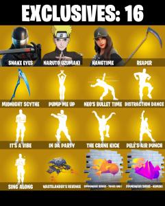 (PC/PSN/XBOX) 216 SKINS 💫 Snake Eyes ⚡️ Naruto Uzumaki 💍 Hangtime ⚡️ Backlash 💍 Optimus Prime ⚡️ Zeus 💍 Snap ⚡️ Frostbite 💍 Twyn | 150 V-Buck | PARENTAL CONTROLS — Fortnite account listing