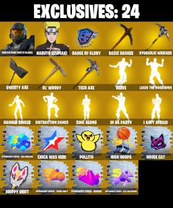 (PC/PSN/XBOX) 204 SKINS ๐ฐ Master Chief (Matte Black) ๐ฐ Naruto Uzumaki ๐ฐ Era ๐ฐ Zeus ๐ฐ Spectra Knight ๐ฐ Joey ๐ฐ Mizuki ๐ฐ 1050 V-Bucks PARENTAL CONTROL โ Fortnite account listing