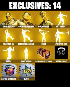 (PC/PSN/XBOX) 227 SKINS ๐ซ Gold Brutus โก๏ธ Gold Meowscles ๐ Gold Midas โก๏ธ Optimus Prime ๐ Catalyst โก๏ธ Calamity ๐ Fusion | 5450 V-Buck | PARENTAL CONTROLS โ Fortnite account listing