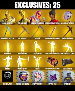 (PC) 309 SKINS 🔥 Renegade Raider 🔥 Gold Brutus 🔥 Gold Midas 🔥 Dummy Supreme 🔥 Heron Stance Hero 🔥 Gear Specialist Maya 🔥 Catalyst 🔥 0 V-Buc🔥 PARENTAL CONTROLS — Fortnite account listing