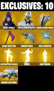 (PC/PSN/XBOX) 191 SKINS π« Rogue Spider Knight β‘οΈ Dark Skully π Zeus β‘οΈ Snap π Twyn β‘οΈ Eternal Knight π Kado Thorne β‘οΈ Ronin | 3000 V-Buck | PARENTAL CONTROLS β Fortnite account listing