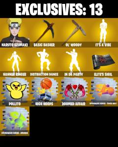 (PC/PSN/XBOX) 237 SKINS ๐ฐ Naruto Uzumaki ๐ฐ Era ๐ฐ Zeus ๐ฐ Spectra Knight ๐ฐ Son Goku ๐ฐ Mizuki ๐ฐ The Cube Queen ๐ฐ Snap ๐ฐ Nezumi ๐ฐ 200 V-Buck PARENTAL CONTROL โ Fortnite account listing