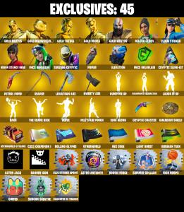 (PC/PSN/XBOX) 218 SKINS 💫 Gold Brutus ⚡️ Gold Meowscles 💍 Gold TNTina ⚡️ Gold Midas 💍 Gold Kratos ⚡️ Major Glory 💍 Cloud Striker | 1550 V-Buck | PARENTAL CONTROLS — Fortnite account listing