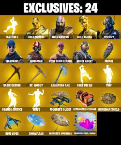 (PC/PSN/XBOX) 195 SKINS π« Gold Brutus β‘οΈ Gold Kratos π Gold Midas β‘οΈ Trilogy π Wingman β‘οΈ Rogue Agent π Kado Thorne β‘οΈ Lynx | 100 V-Buck | PARENTAL CONTROLS β Fortnite account listing