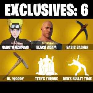 (PC/PSN/XBOX) 247 SKINS 🎰 Naruto Uzumaki 🎰 Black Adam 🎰 Era 🎰 Zeus 🎰 Spectra Knight 🎰 Galaxy Grappler 🎰 Mizuki 🎰 5300 V-Bucks PARENTAL CONTROL — Fortnite account listing