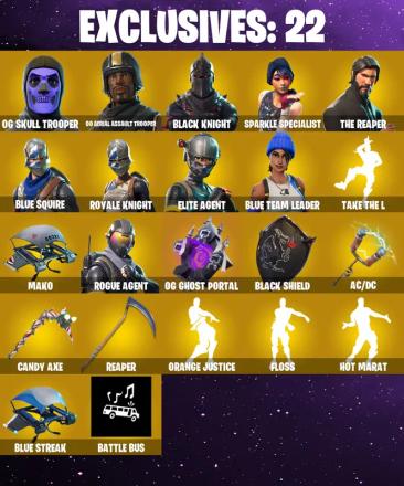 [PC/PSN/XBOX] 78 Skins | 2OG | OG Skull Trooper | OG Aerial Assault Trooper | Black Knight | Sparkle Specialist | The Reaper | Blue Squire | Royale Knight — image 1