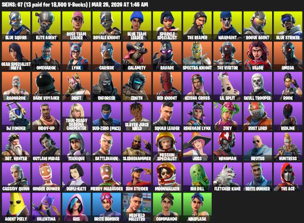 [PC/XBOX] | 67 skins | 750 V-bucks | Floss | Take The L | OG STW | Sparkle Specialist | Royale Knight | The Reaper | Elite Agent | #MPF3443 — image 2