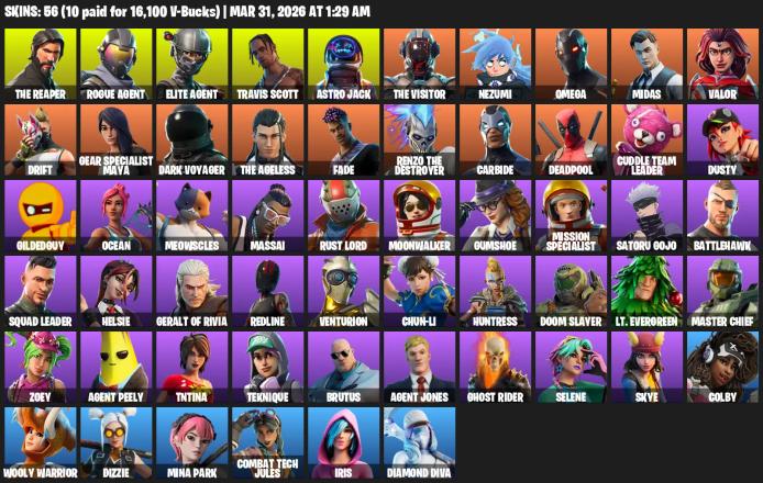 [PC] | 56 skins | Take The L | Travis Scott | The Reaper | Elite Agent | Omega | Rogue Agent | Astro Jack | The Visitor | Nezumi | Midas | #YCY3927 — image 2